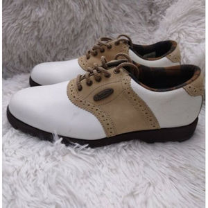 FootJoy SoftJoys Terrains Women's Size 7 Golf Shoes White w Brown Cleats